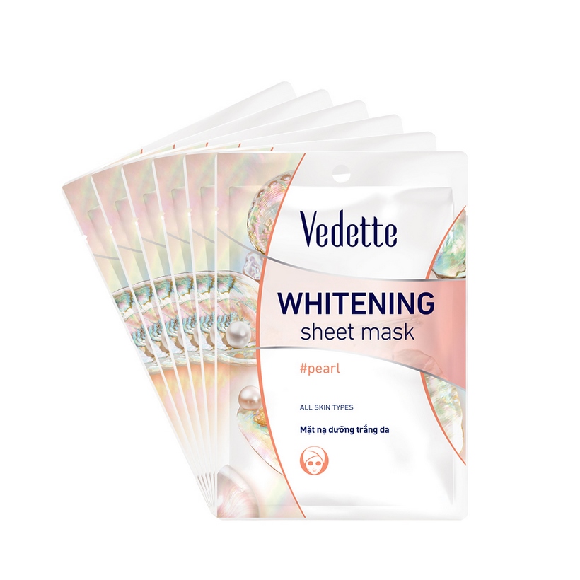 Combo 6 Mặt Nạ Trắng Hồng Tự Nhiên Vedette Whitening Sheet Mask Set (Pearl) 22mlx6