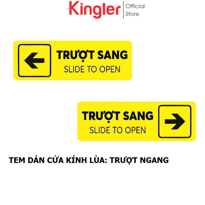 Set 2 Tem Dán Cửa Kính Lùa, Chữ Trượt Sang Hai Bên Trái Phải Cửa Lùa, Cửa Đẩy, Cửa Kéo, Sliding Door, Kingler 5002