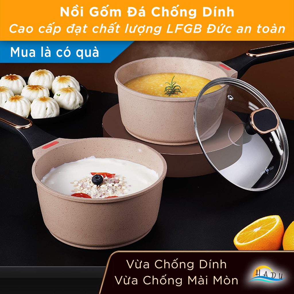 Nồi Chống Dính Bếp Từ Có Nắp 18cm Cao Cấp Cảm Biến Nhiệt Độ Thông Minh Đạt Chất Lượng LFGB Đức SSGP
