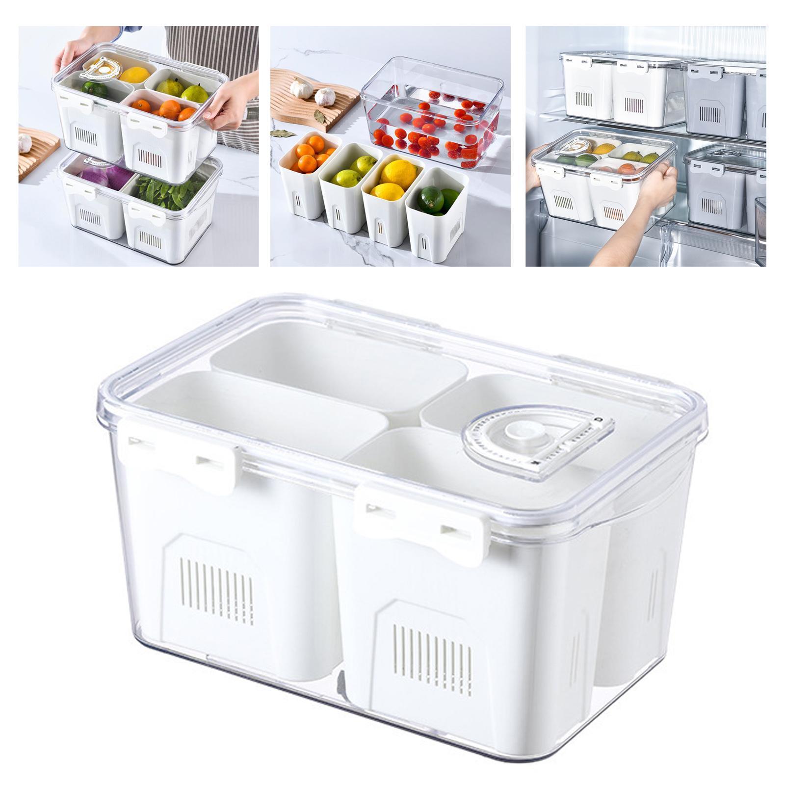 Refrigerator Storage Box Colander Bin Fridge Organizer Stackable Container White