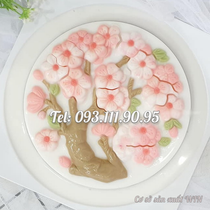 Khuôn rau câu sinh nhật, cưới hỏi hoa mai – Khuôn hình tròn loại 20 cm - Mã số 1276