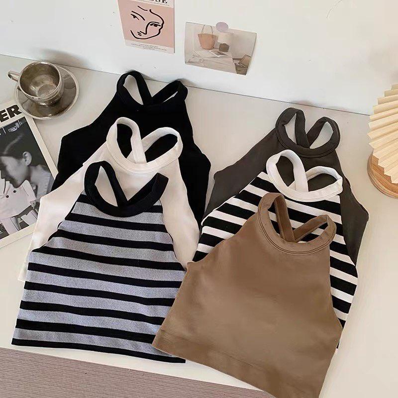 M173. Áo croptop cổ yếm nữ cá tính, áo nữ kiểu đẹp sang chảnh 2023