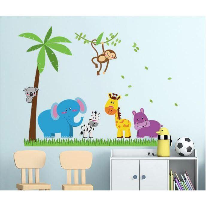 Decal dán tường Vườn thú xanh 02