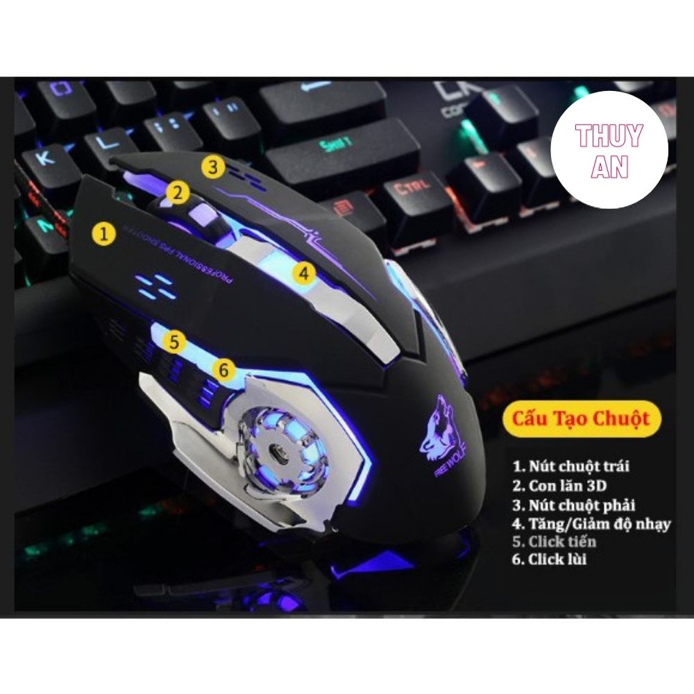 Chuột Game Có Dây FREE WOLF V5 LED 7 màu cực đẹp chuyên gaming, dây siêu bền, chỉnh được dpi