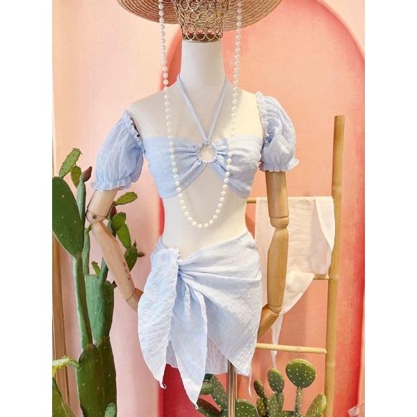 Bikini đi biển sexy kèm khăn- Đồ bơi nữ 2 mảnh quấn khăn sang chảnh- shopnabi