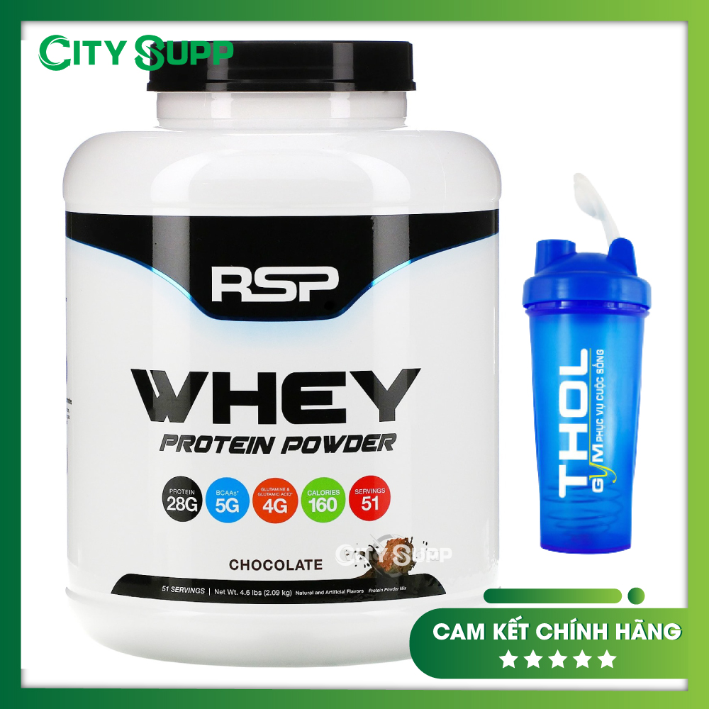 Sữa tăng cơ, hỗ trợ giảm mỡ Whey RSP Protein (2,09 kg/hộp) 51 lần dùng - Tặng kèm bình lắc ngẫu nhiên - Hàng chính hãng