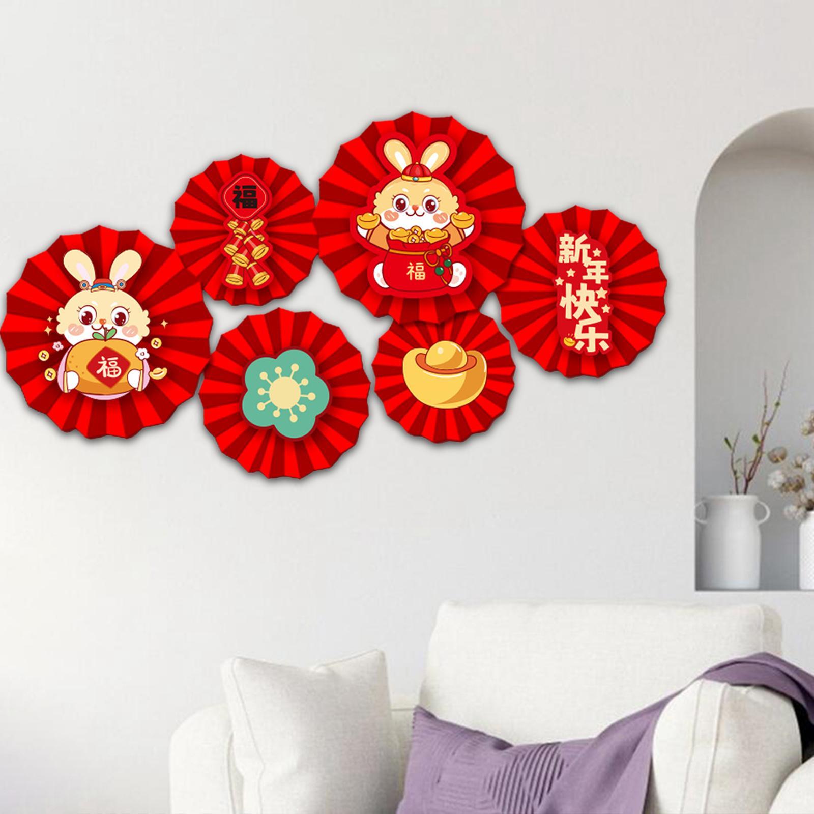 Set 6 Quạt Treo tường Trang Trí Năm Mới