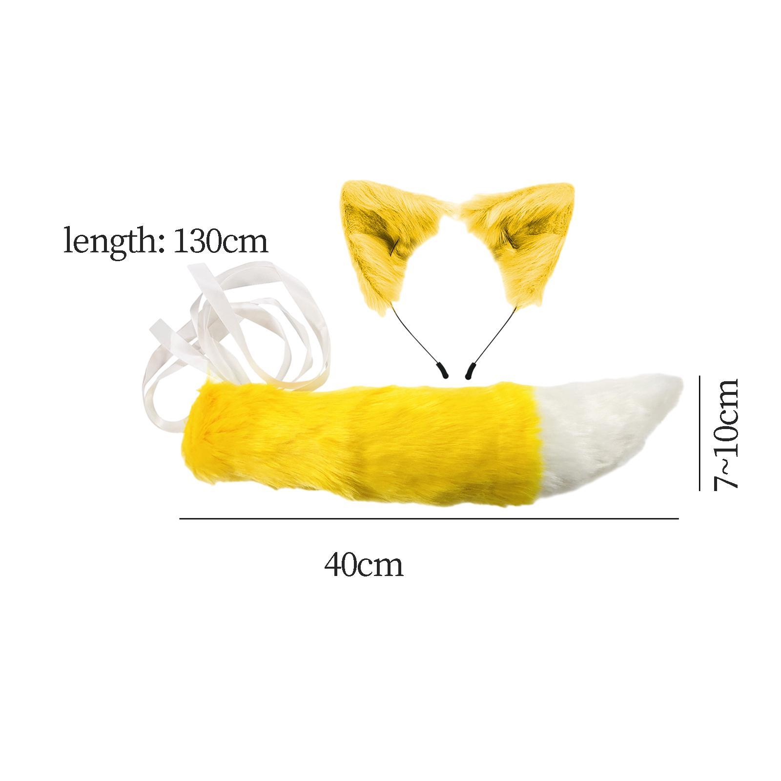 Faux  Ears and Tail Set Animals Ears and Long Tail for Holiday Stage Show
