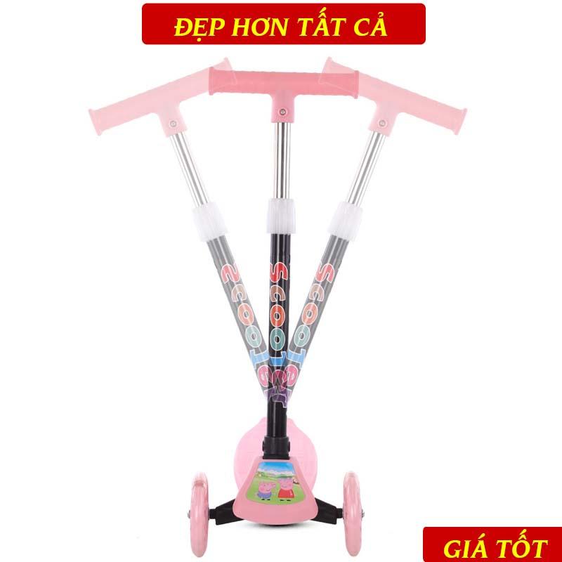 Xe Trượt Scooter 3 Bánh Màu Xanh, Hồng Tải Trọng 40kg, Có Bánh Xe Phát Sáng Cho Bé Yêu Từ 3-14 Tuổi