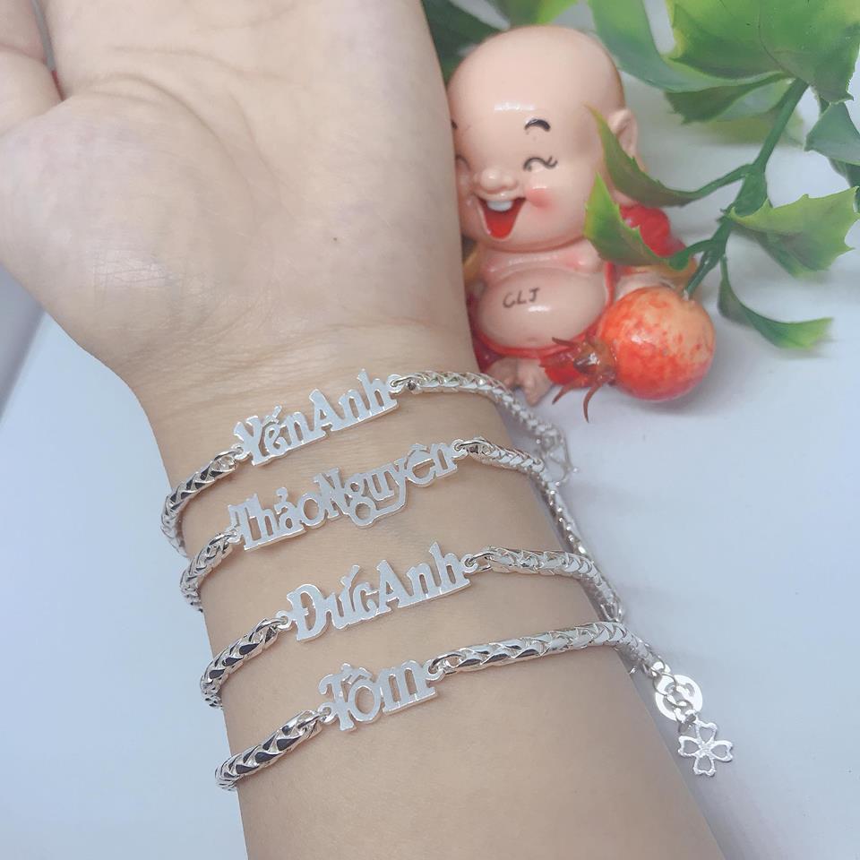 Lắc Tay Bạc Vòng Bạc Trẻ Em Khắc Tên Theo Yêu Cầu Cho Bé