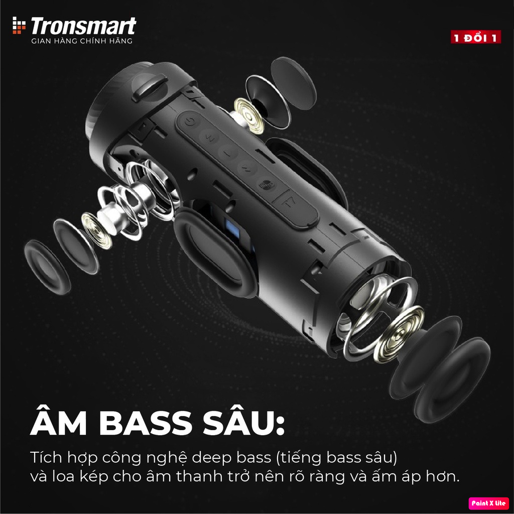 Loa Bluetooth Tronsmart T7 Công suất 30W Chống nước IPX7 Âm thanh siêu trầm - Hàng Chính Hãng