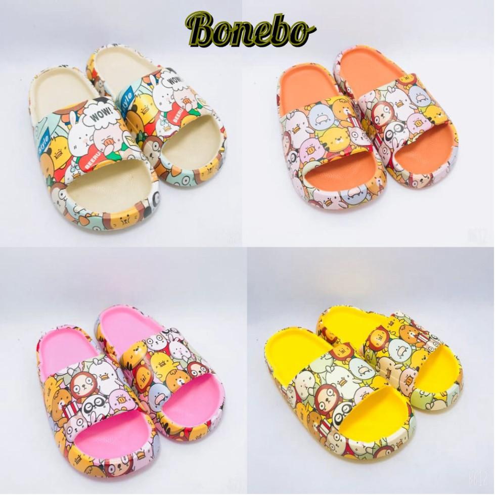 DÉP BÁNH MÌ HOẠ TIẾT HOAT HÌNH CUTE CHO BÉ VÀ NỮ - chất liệu tốt , mang êm chân , đế dày chống trơn trợt bền DT