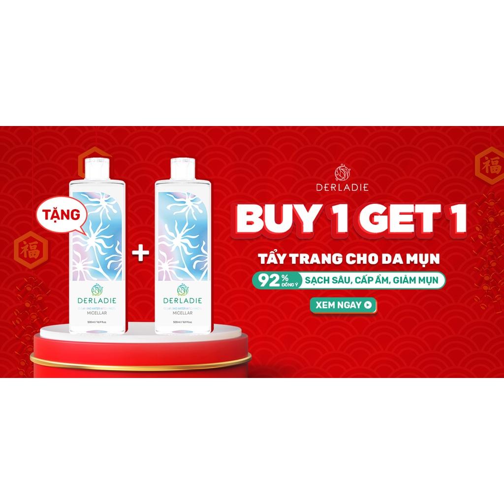 MUA 1 TẶNG 1 Nước Tẩy Trang Làm Sạch, Dịu Nhẹ Cho Da Mụn Derladie Cleansing Water Witch Hazel 500ml