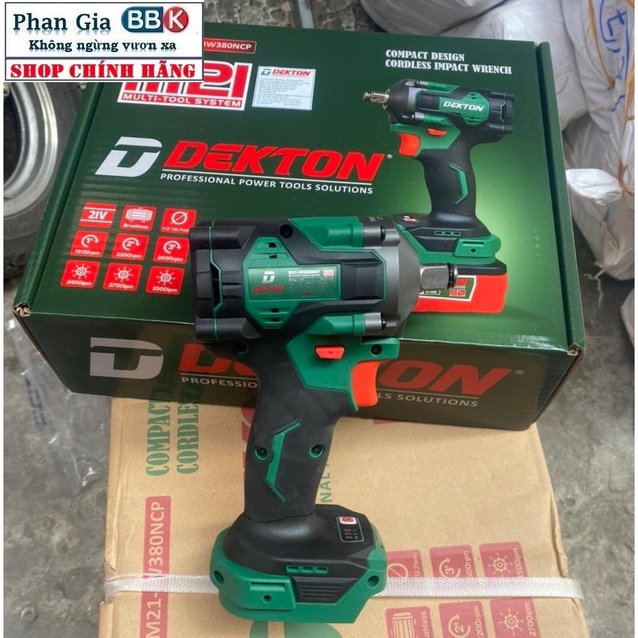 Thân máy siết bulong 380Nm chính hãnġ Dekton M21-WI380NCP-Mô tơ lõi đồng 100%-Bảo hành chính hãƞg.