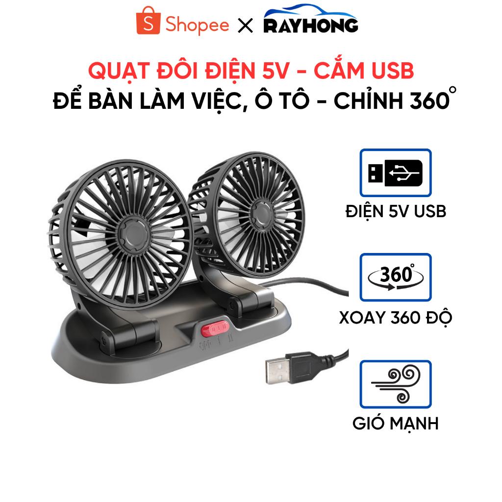 [Quạt Đôi Ô Tô 12V] Quạt Đôi Để Taplo ÔTô Xoay 360 Độ – Quạt Mini Thông Minh Để Trên Ô Tô Nhỏ Gọn Cực Mát Hàng Cao Cấp