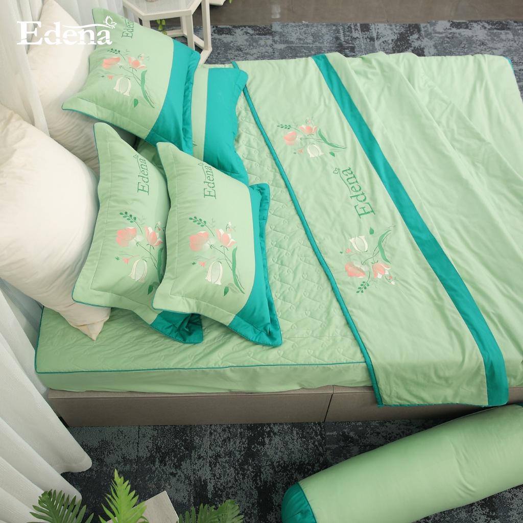 Bộ chăn ga Edena Basic Solid - Cotton 100% 5 món thoáng mát
