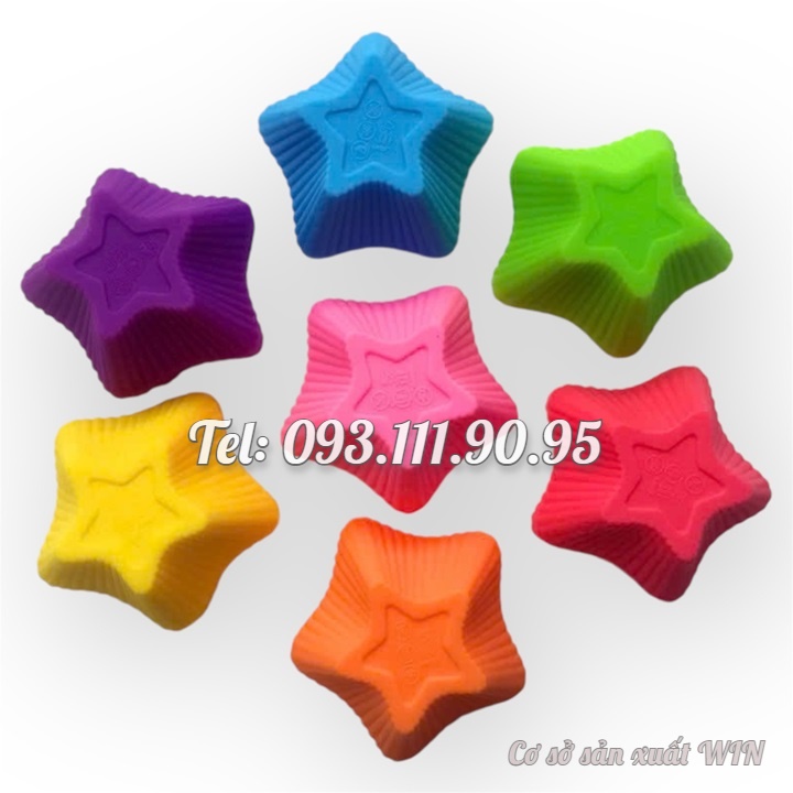 Bộ 10 khuôn silicon 3 lớp làm bánh, rau câu, bánh bông lan, bánh da lợn hình ngôi sao 5 cánh – Mã số 1155
