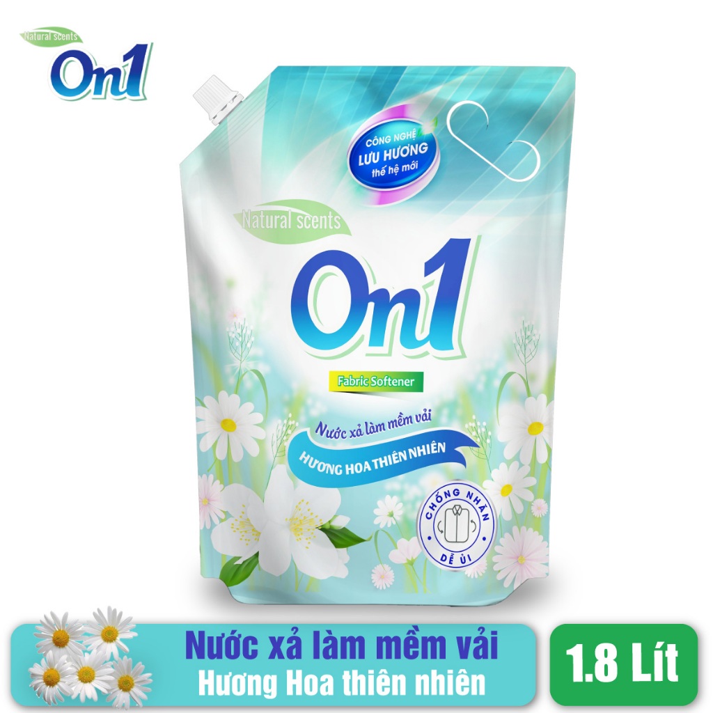 COMBO 2 chai nước xả vải On1 hương hoa thiên nhiên (2 túi x 1.8 lít) L17901