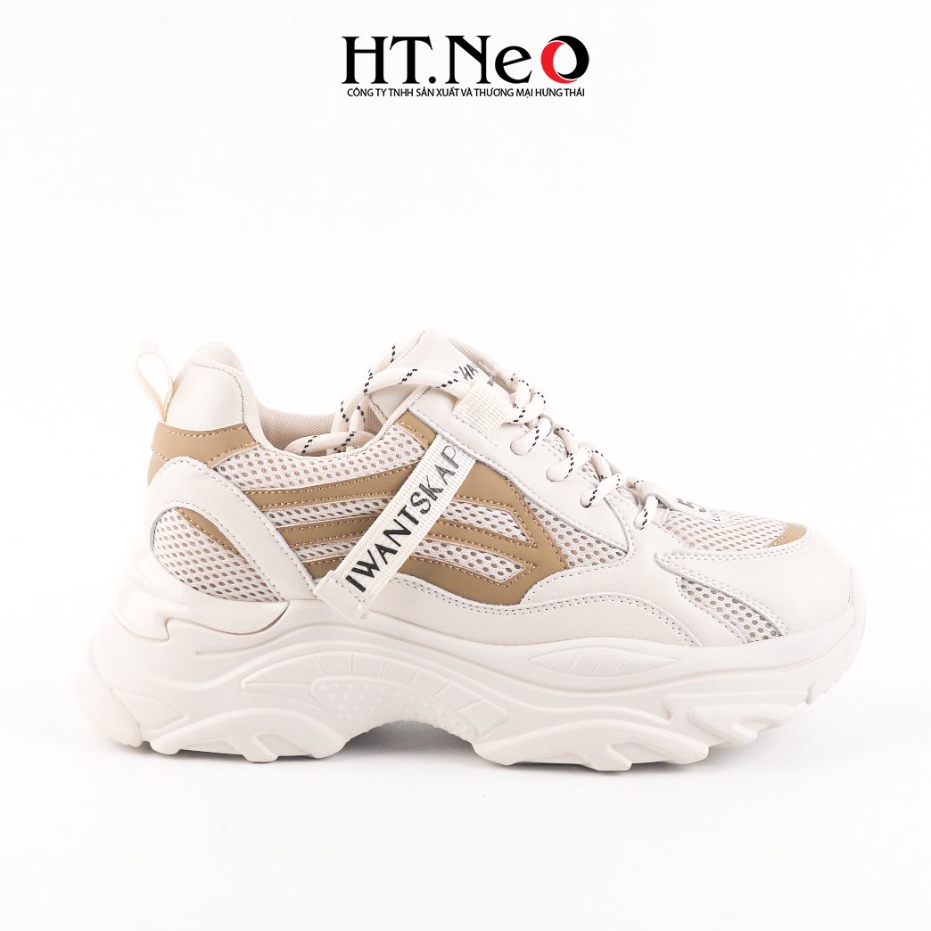 Giày thể thao, giày sneaker nữ đế cao su đúc, đế cao, chất liệu da kết hợp vải lưới, kiểu dáng trẻ trung, đi êm chân, thoải mái TTN19