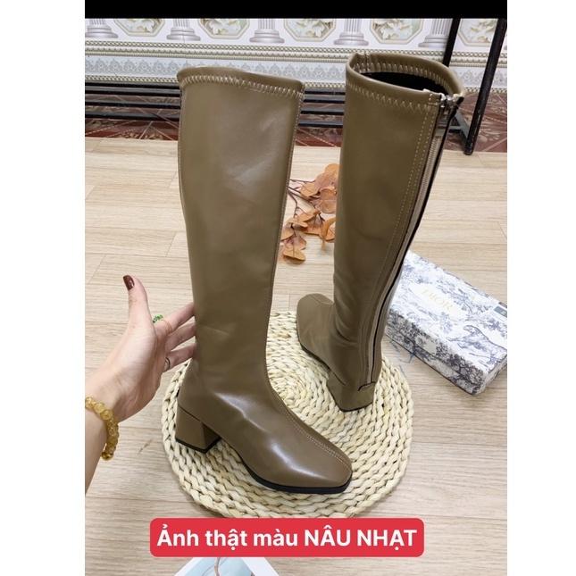 Bốt đùi nữ gót vuông 5 phân lót lông (mã 2130 - bốt đùi