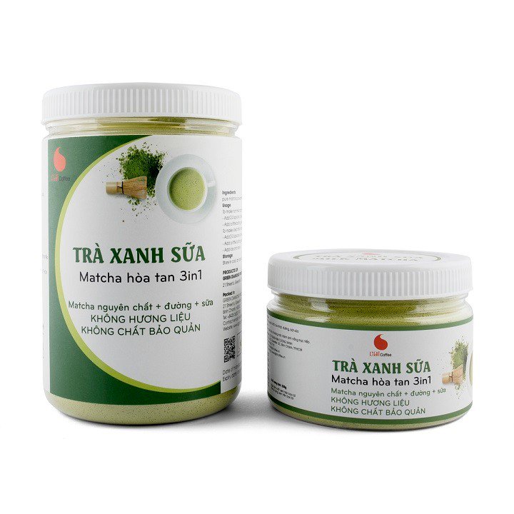 Bột trà xanh sữa 3in1, matcha xuất xứ Nhật Bản, hũ 230g, từ nhà sản xuất Light Coffee