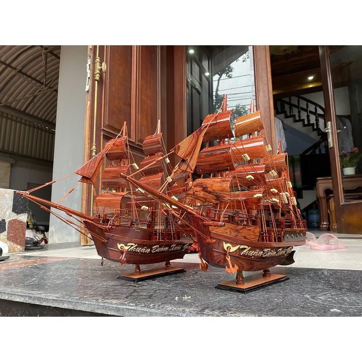 Thuyền THUẬN BUỒM XUÔI GIÓ- Tàu Chở Hàng Dài 55cm Gỗ Cẩm Lai Tự Nhiên
