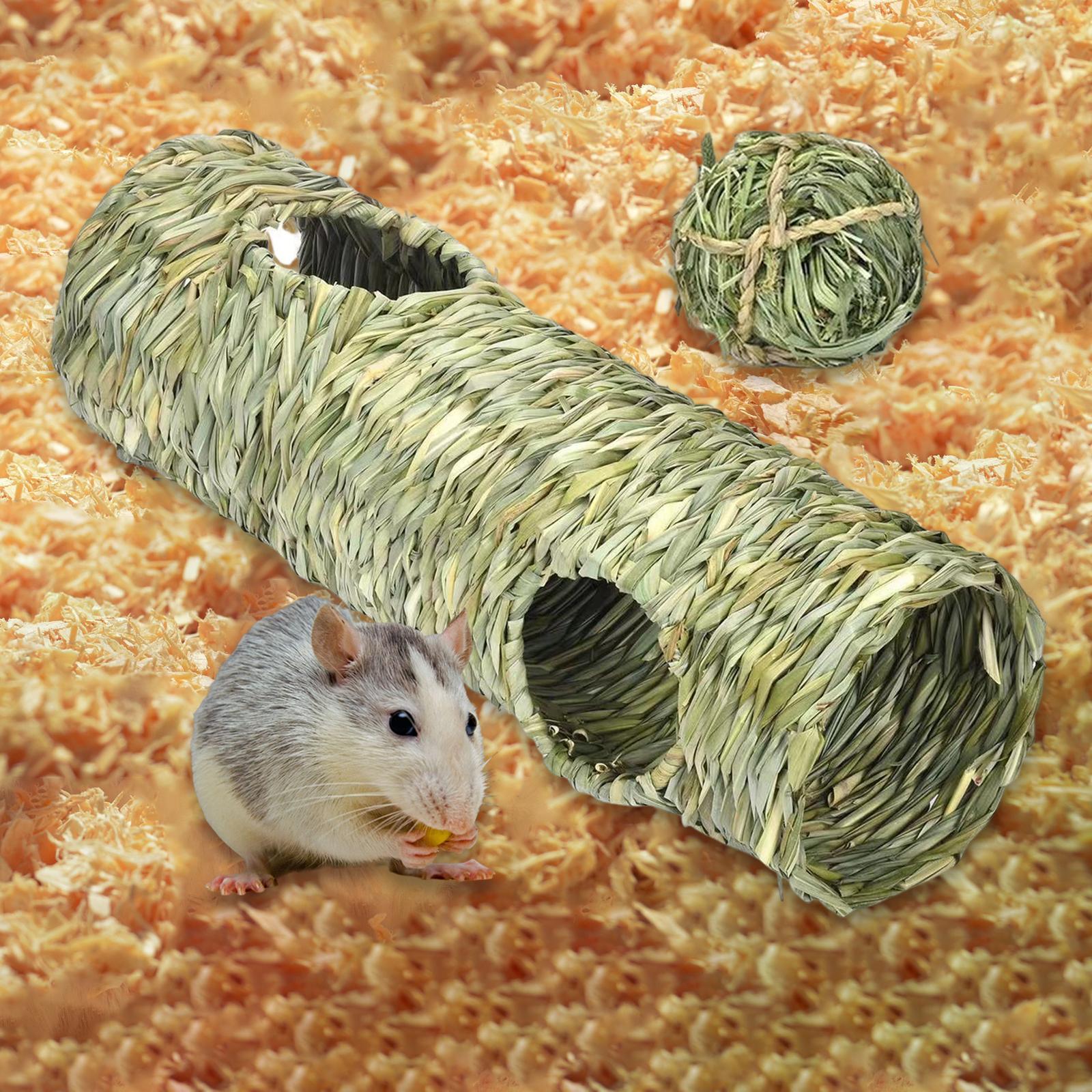 Hamster Grass Tunnel Toy Interactive Toy with Ball for Hamster Pocket Pets