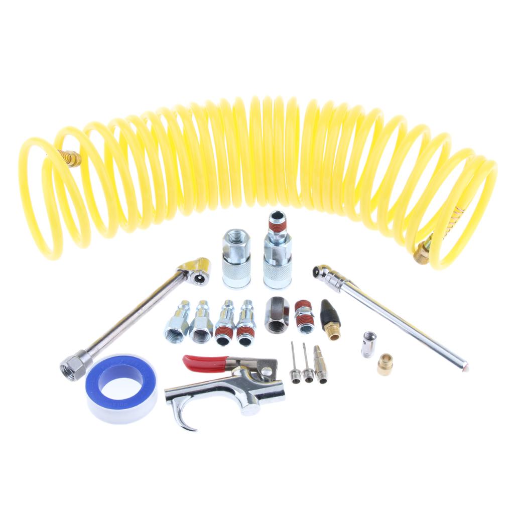 2 Set Air Blow Gun Kit 20 Pieces Recoil Airhose Blow Gun and 2 inflation needles