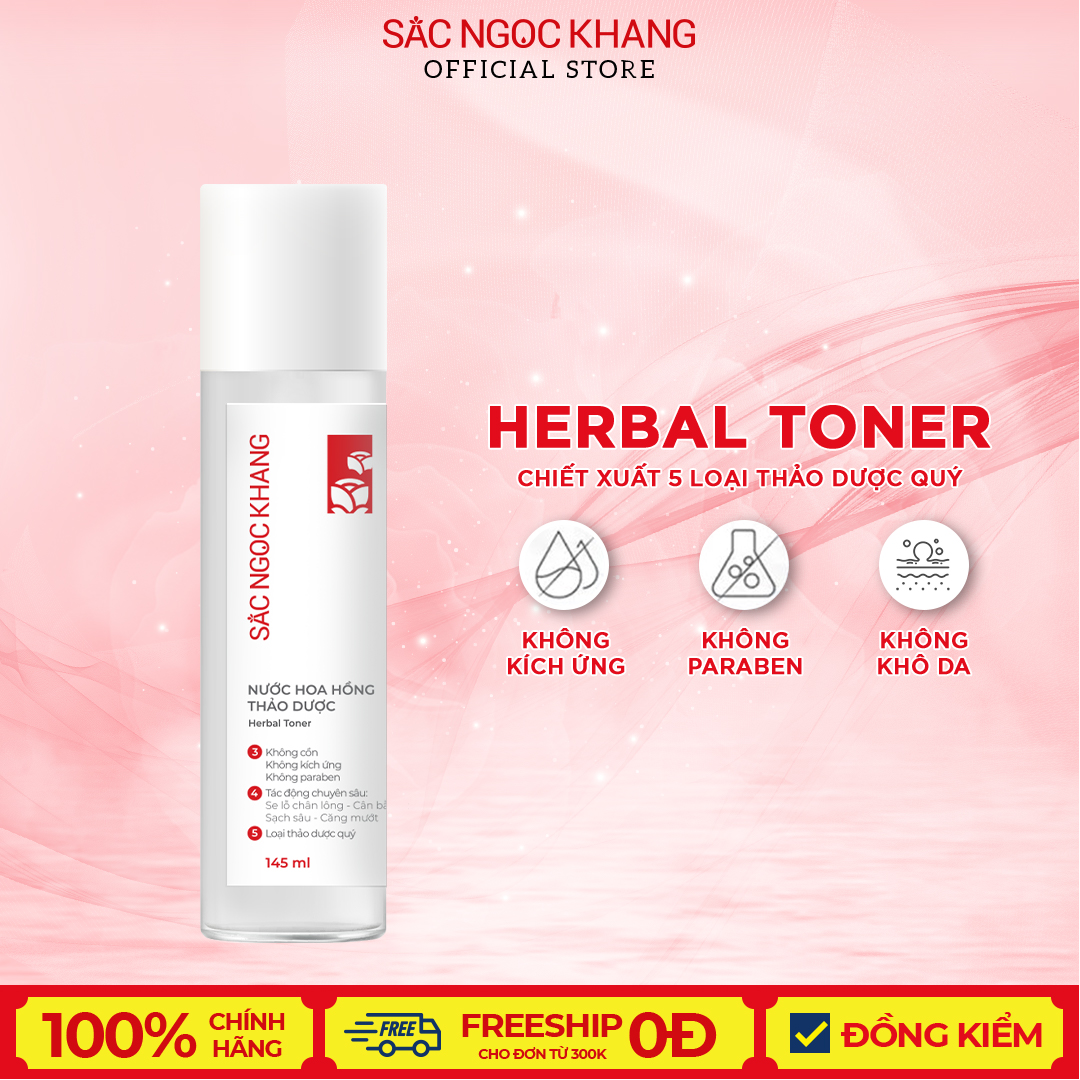 Nước Hoa Hồng Sắc Ngọc Khang 145ml chiết xuất từ 5 loại thảo dược giúp da cân bằng độ ẩm