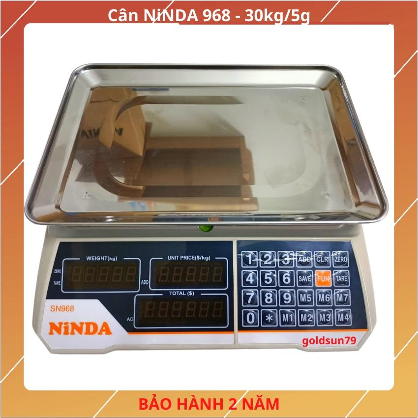 cân điện tử tính tiền NiNDA 968 ( 30Kg/5g ) mặt cân được làm bằng inox sáng bóng ( bảo hành 24 tháng )