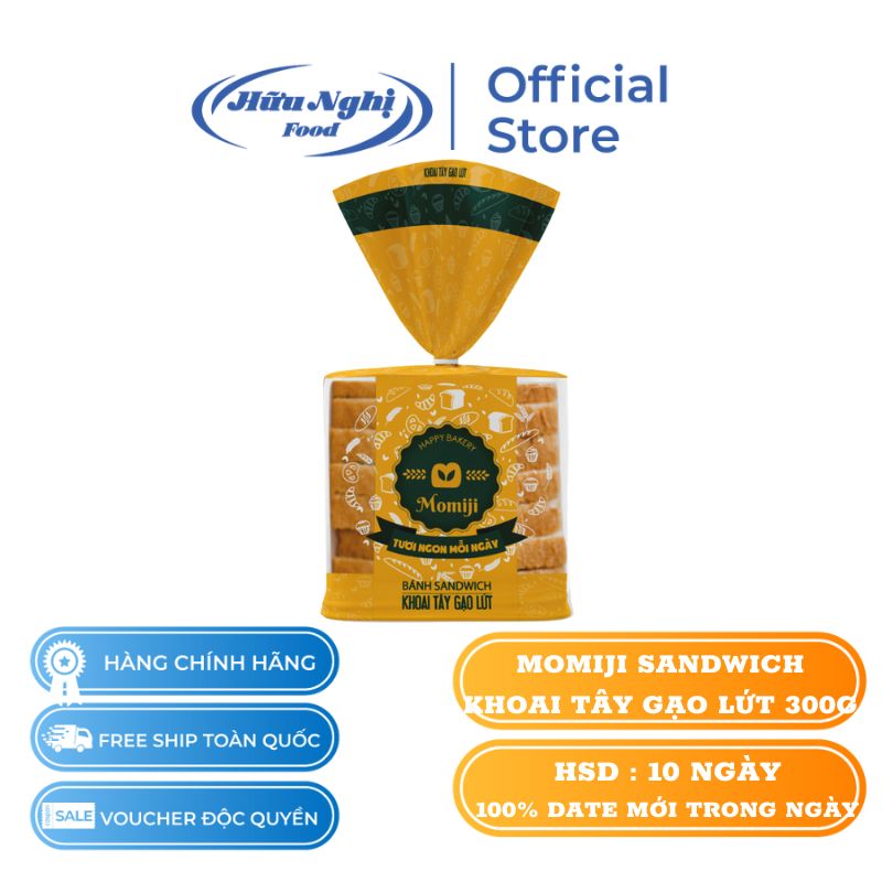 [DATE MỚI] Bánh mì momiji sandwich khoai tây gạo lứt 300g