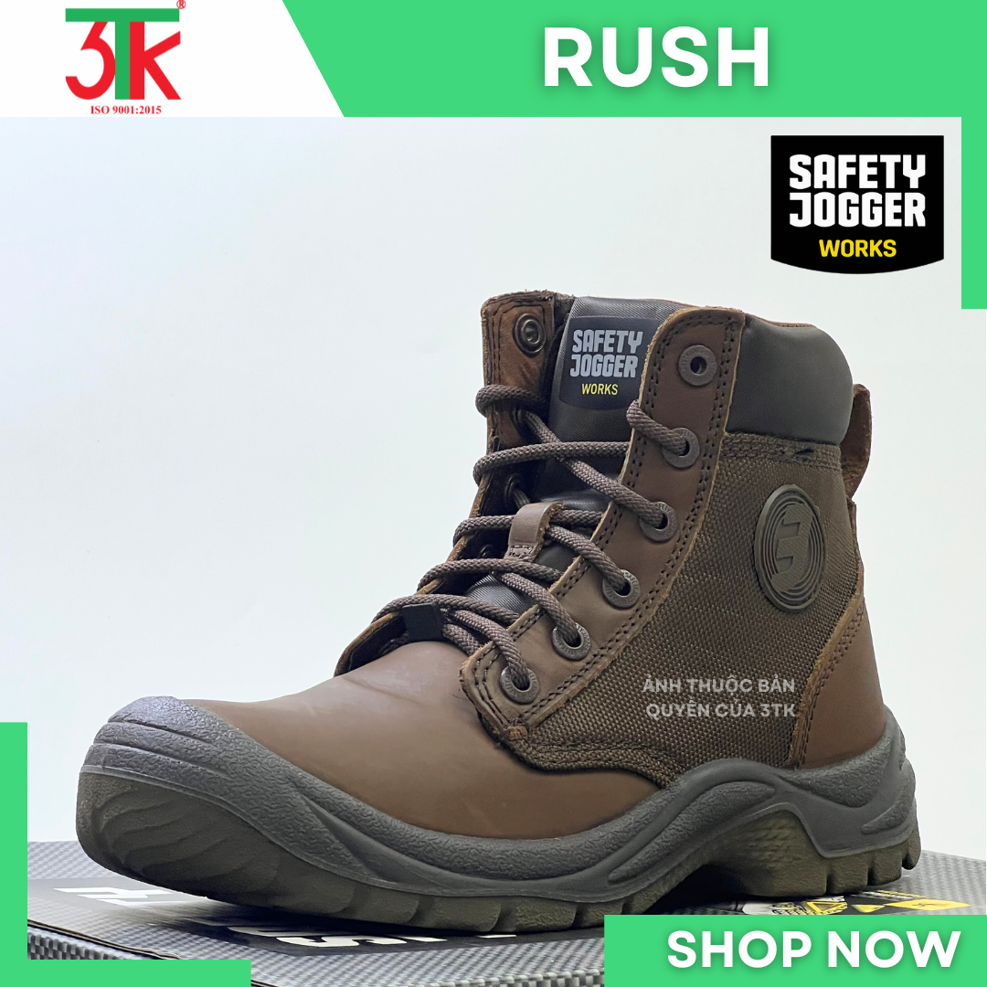 Giày Bảo hộ lao động Safety Jogger RUSH S3 Da Cao Cấp Chống đinh Chống Trơn Trượt, Chống va đập, Chống tĩnh điện sử dụng trong Công Trình Xây Dựng , Phân xưởng sản xuất