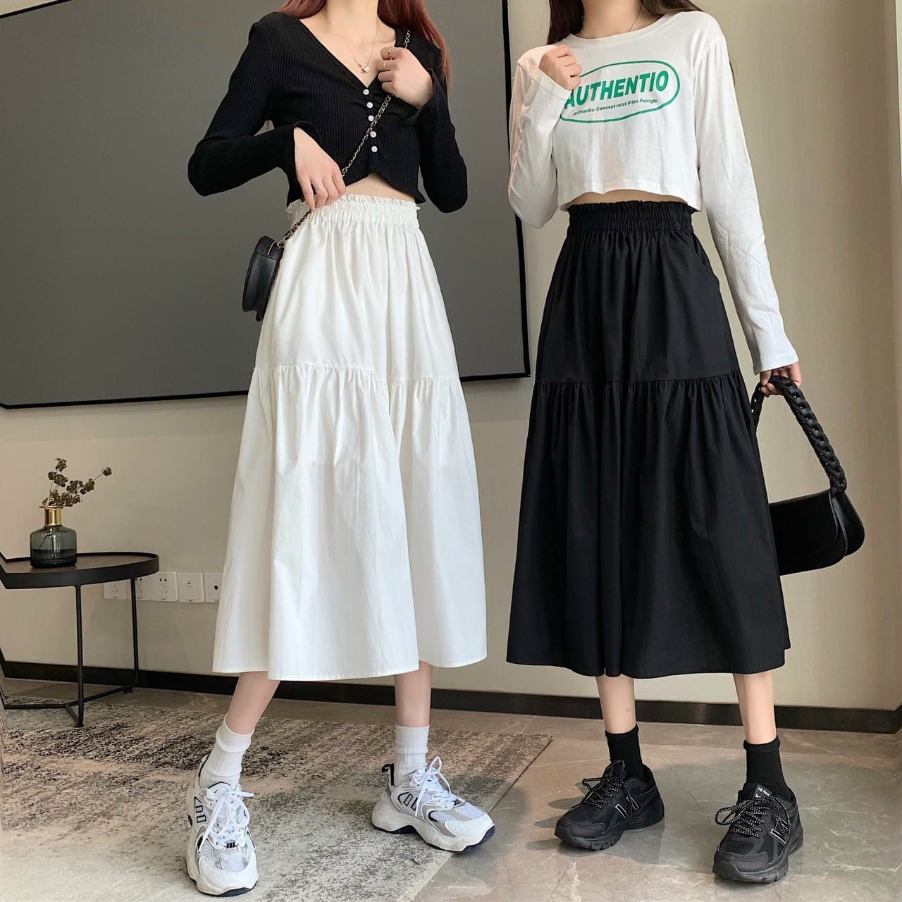 Chân Váy Voan Dài 3 Tầng Ulzzang Lưng Thun Siêu Dễ Thương