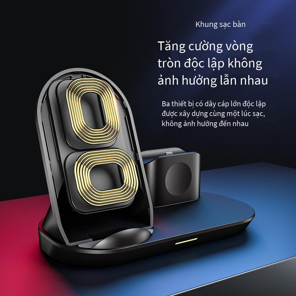 Đảm bảo chất lượng sạc không dây dọc đa năng ba trong một phù hợp với tai nghe Apple watch điện thoại di động sạc nhanh không dây