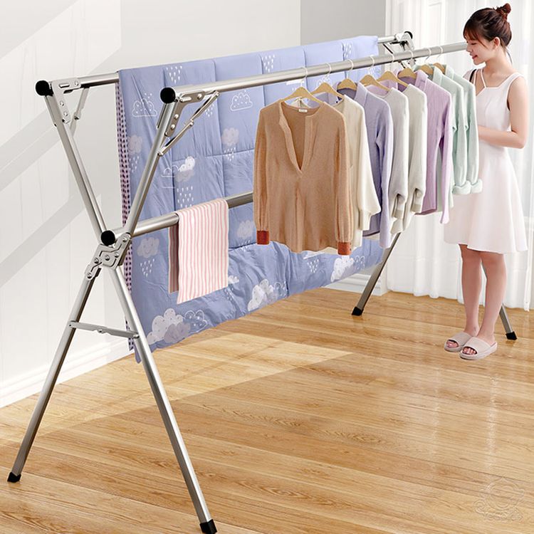 Giá phơi quần áo inox kiểu gập, Phơi chăn co giản đến 2 mét