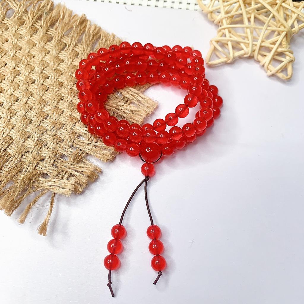 Chuỗi quấn 108 hạt đá mã não đỏ tươi