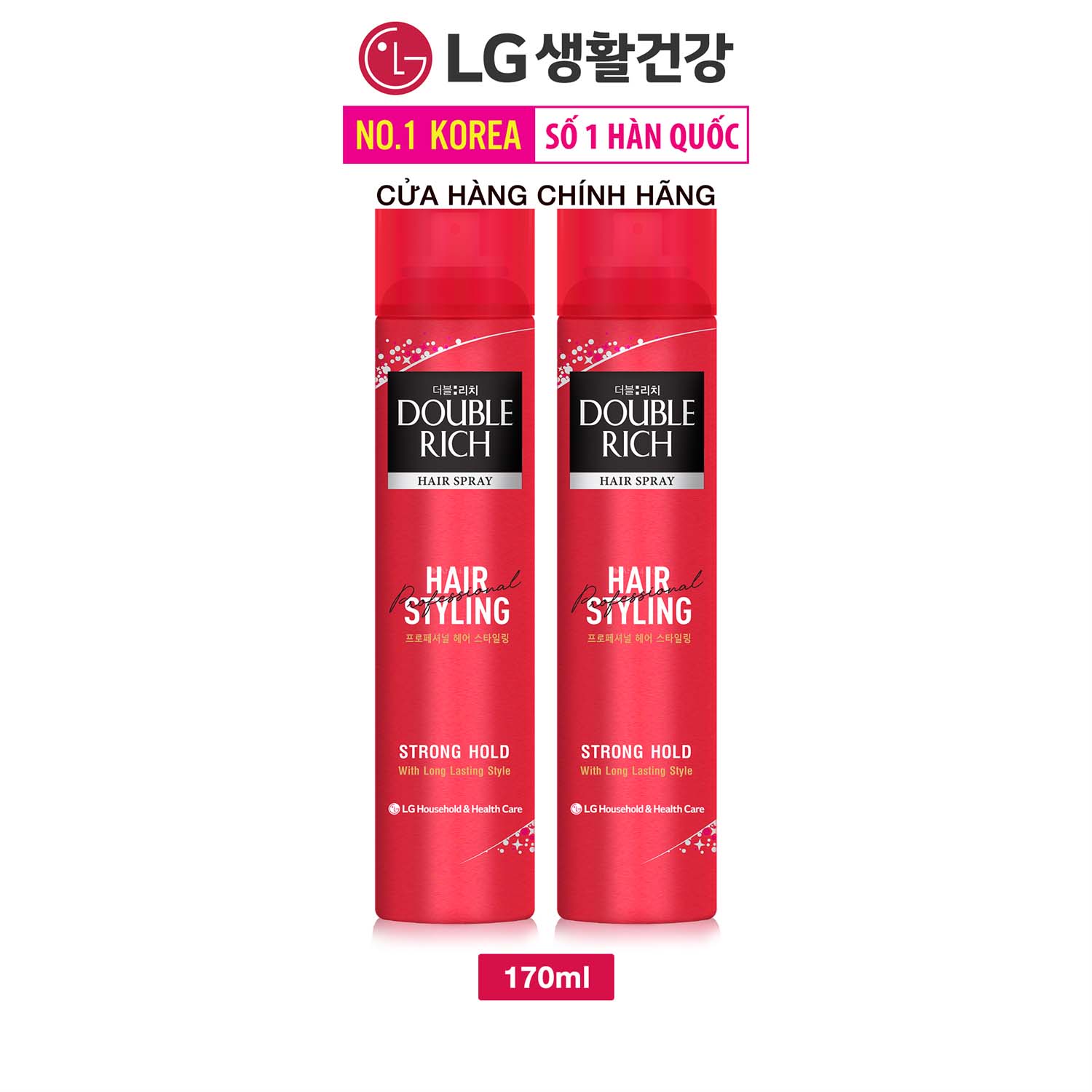 Combo 2 Gel giữ nếp tóc Double Rich Hair Styling dạng xịt, giữ tóc cố định tự nhiên 170ml/chai