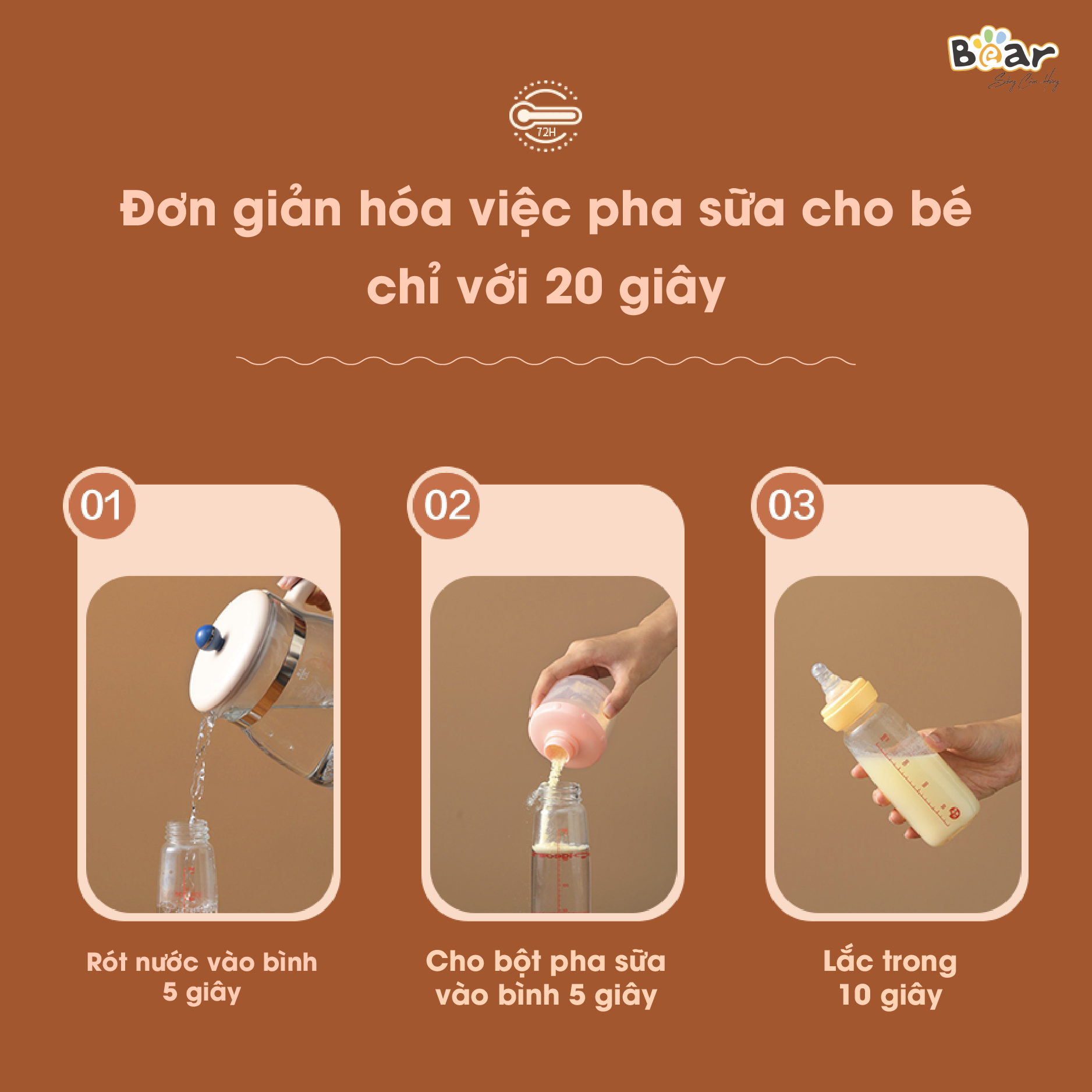 Máy Hâm Sữa Đun Nước Bear Đa Năng Thông Minh Khử Clo An Toàn Cho Bé - D12D1 - Hàng chính hãng