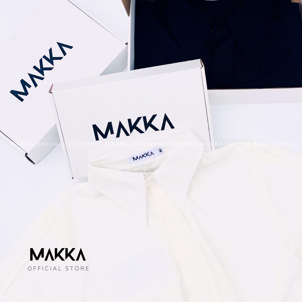 Áo sơ mi cộc tay MAKKA, áo kiểu Hàn Quốc, sơ mi dài chất lụa nhuyễn cao cấp MAKKA.SM2 Vạt cổ