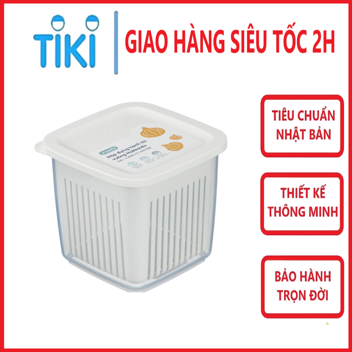 Hộp đựng hành tỏi, Nắp vặn kín niêm phong tốt, không bay mùi - Chính hãng inochi, tiêu chuẩn nhật bản