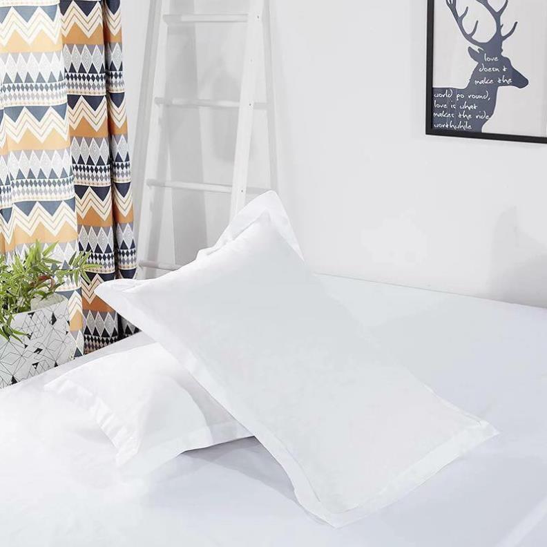 Bộ chăn ga gối cotton poly cao cấp - trắng tinh giá tốt