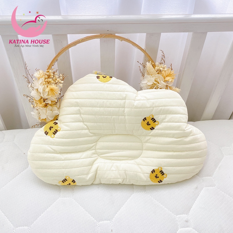 Gối chần bông cho bé sơ sinh 0-6th , vải cotton phối lưới thoáng mát