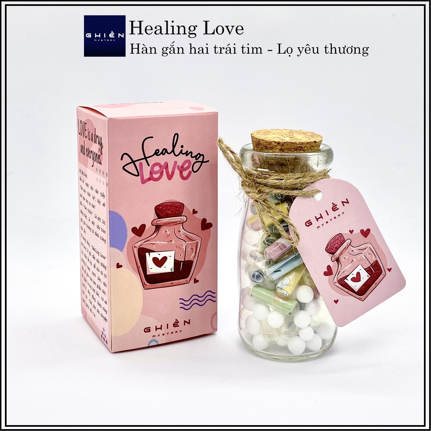 Lọ yêu thương HEALING LOVE dành cho cặp đôi - Quà tặng ẩn chứa 50 thông điệp chữa lành và hàn gắn | Ghiền Mystery