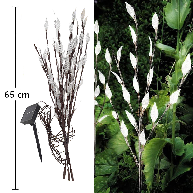 Đèn năng lượng mặt trời trang trí sân vườn, hình cành lá, ánh sáng dịu nhẹ, an toàn cho mắt- K2073