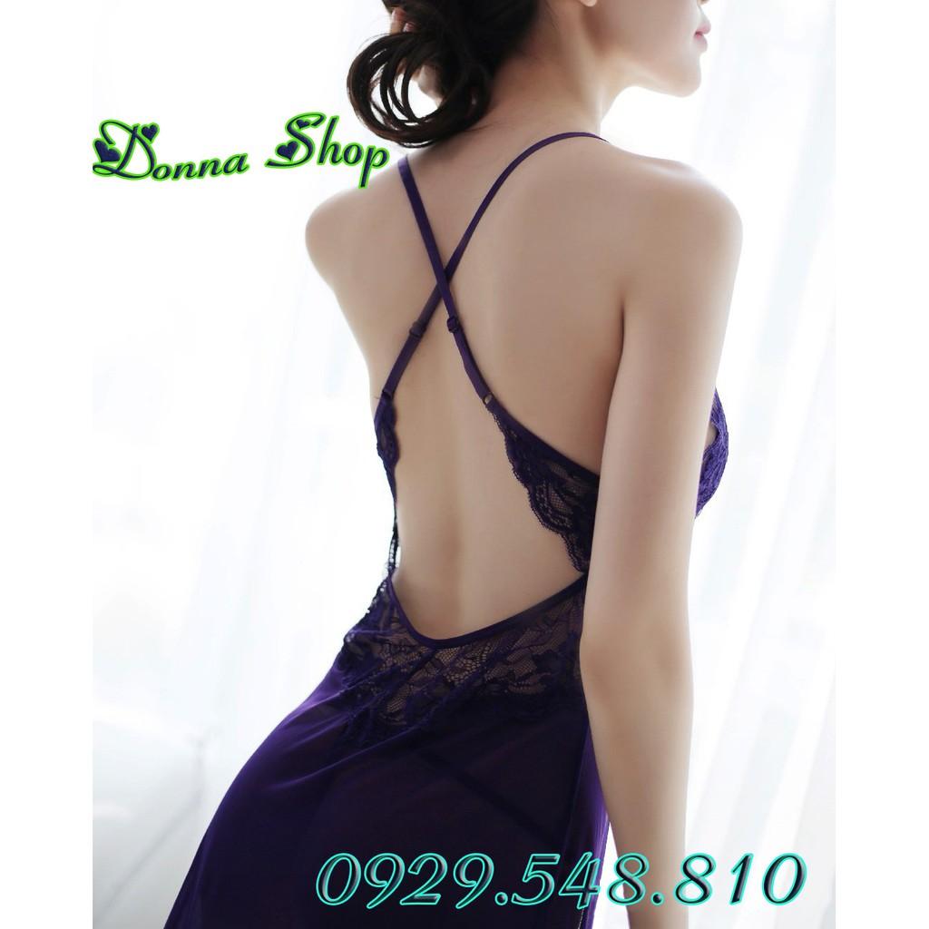 Váy ngủ sexy - Chất liệu voan ren mềm mịn - Mã DN01 màu tím