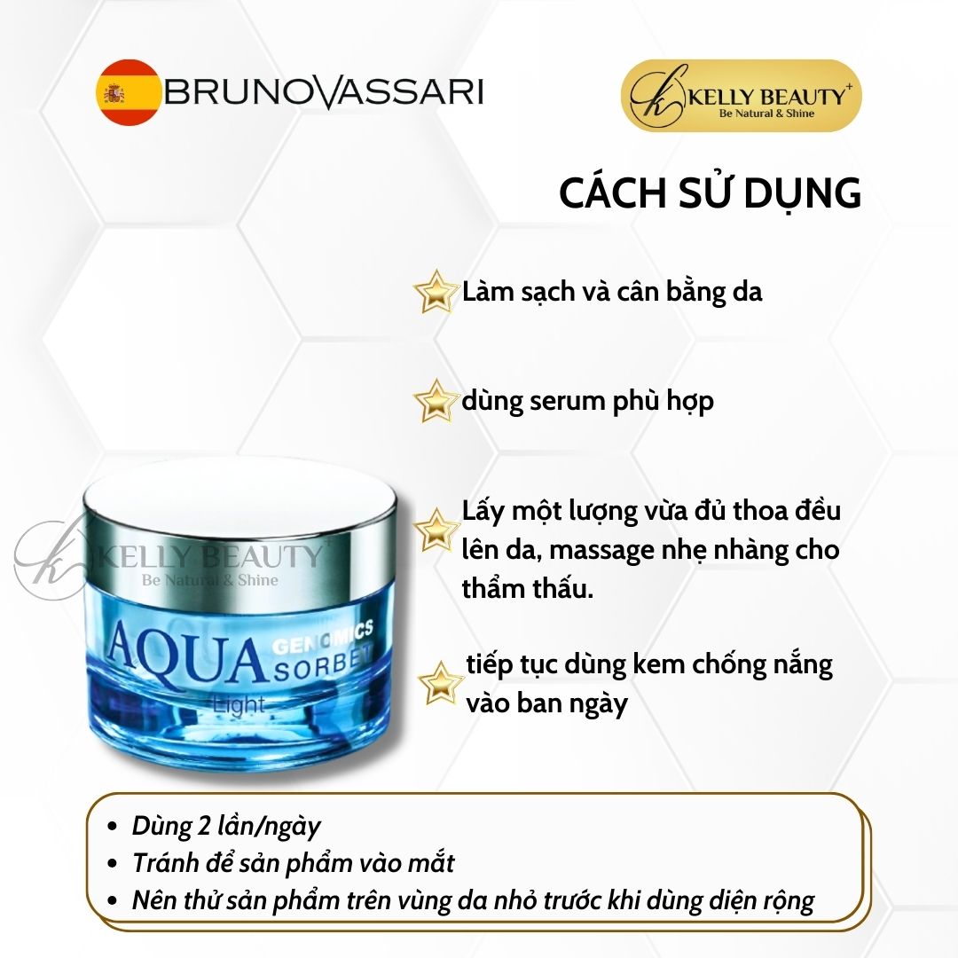 Kem Dưỡng Ẩm Cho Da Dầu Aqua Genomics Sorbet Light - Bruno Vassari | Kelly Beauty