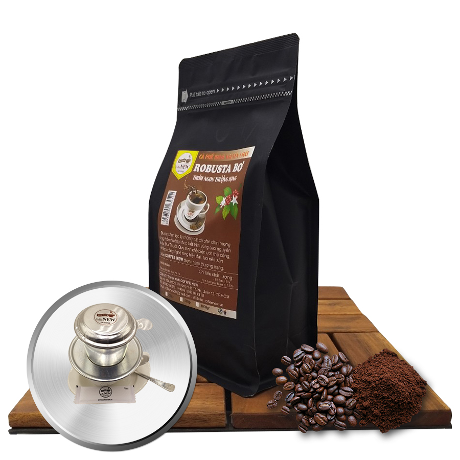 1KG Cà Phê ROBUSTA BƠ - 2Gói 500gr - TẶNG Phin Pha Cà Phê - Dạng Hạt Pha Phin - Hương Thơm Nồng - Coffee New