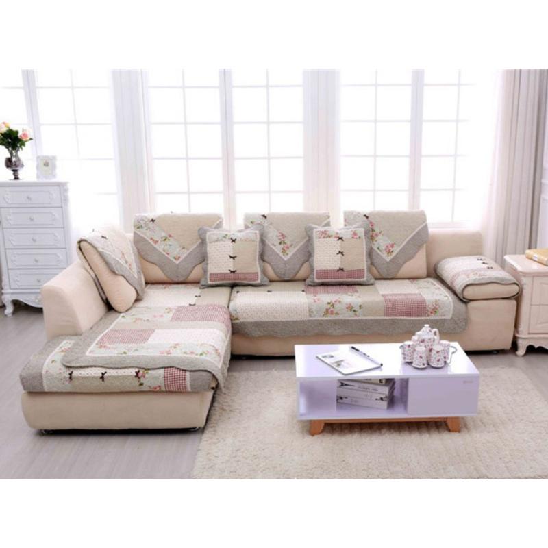 Thảm sofa - 3 nơ viền caro hồng - TSF012