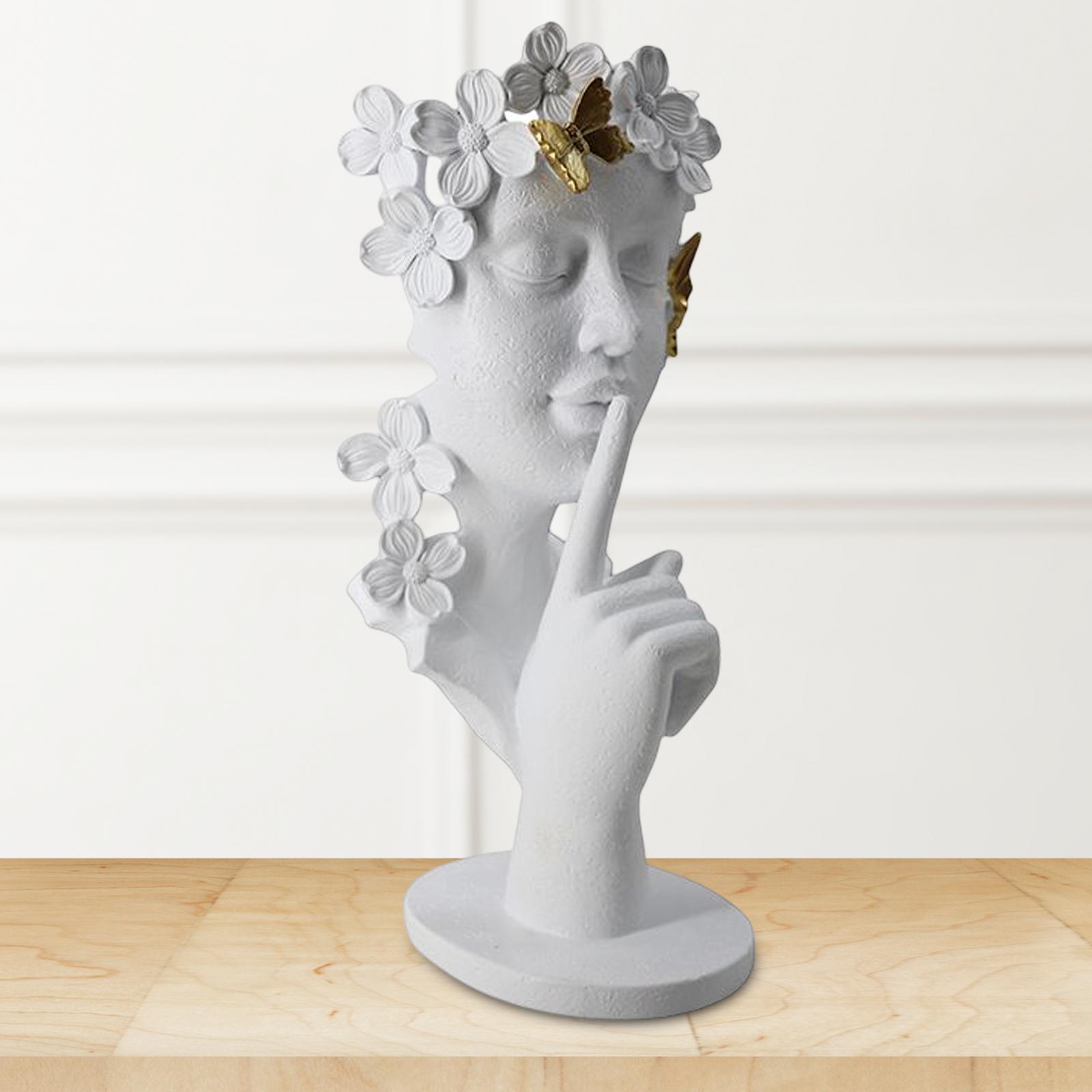 Thinker Statue Half Face Figurine Decoration for Home NightStand Bookshelf