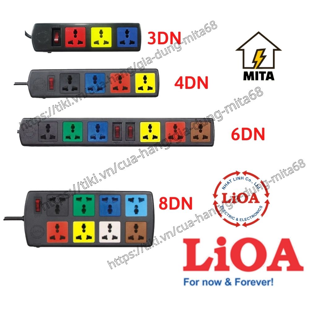 Ổ Cắm Điện Lioa Đa Năng - 3 Lô, 4 Lỗ, 6 Lỗ, 8 Lỗ Dây Dài 3M5M - Chính Hãng - Mita - Ổ Cắm Đa Năng 3Dn 3M